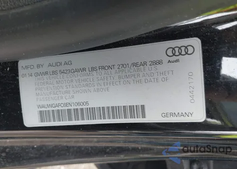2014 Audi A7 3.0T Premium Plus из США, поврежденный, VIN WAUWGAFC6EN106005
